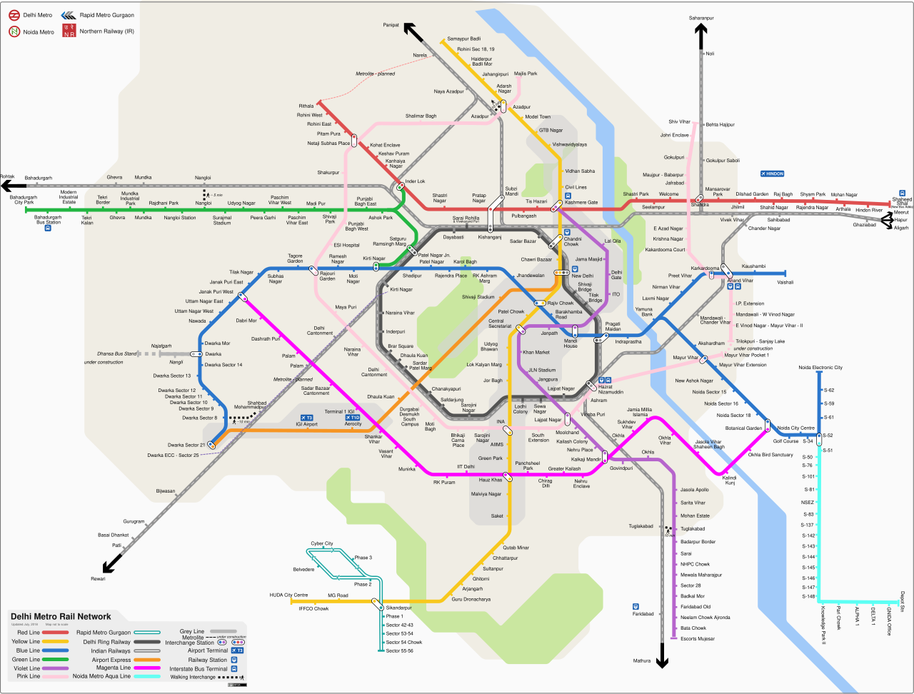 Delhi Metro Rail Network Map