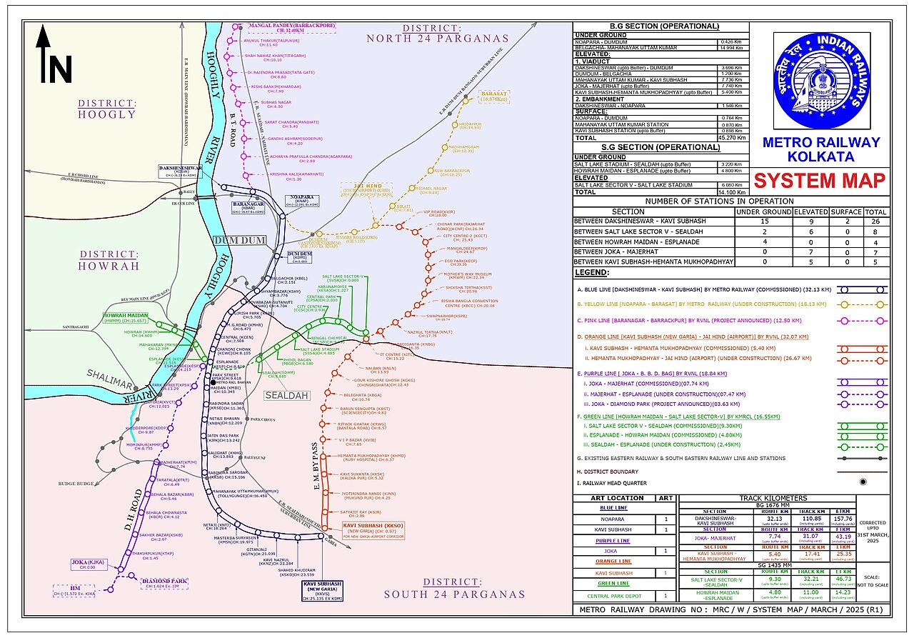 Kolkata Metro Rail Network Map